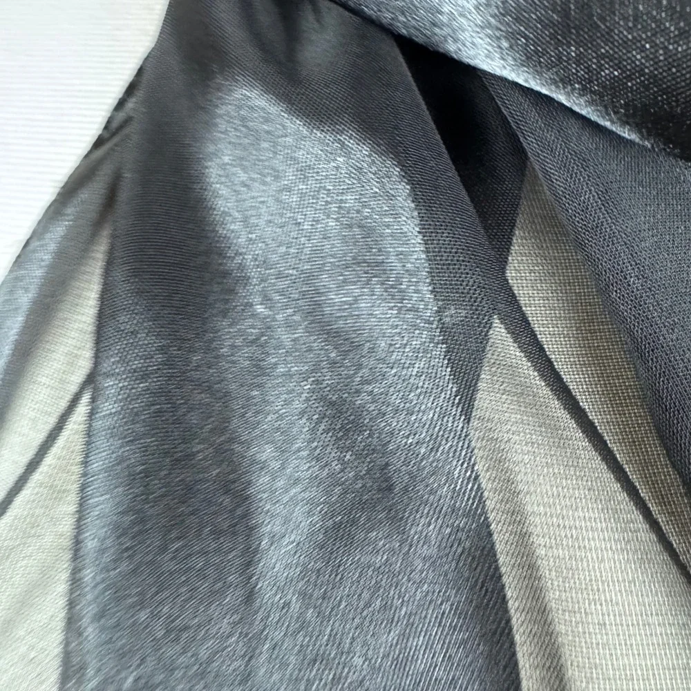 Corporate goth black stripe sheer scarf - tie it into a bow - Office wear gothic